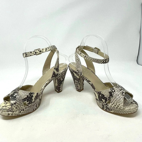 Hobbs London Snake Leather Vivienne Heeled Sandals Size 37 / US 6 - Picture 12 of 12